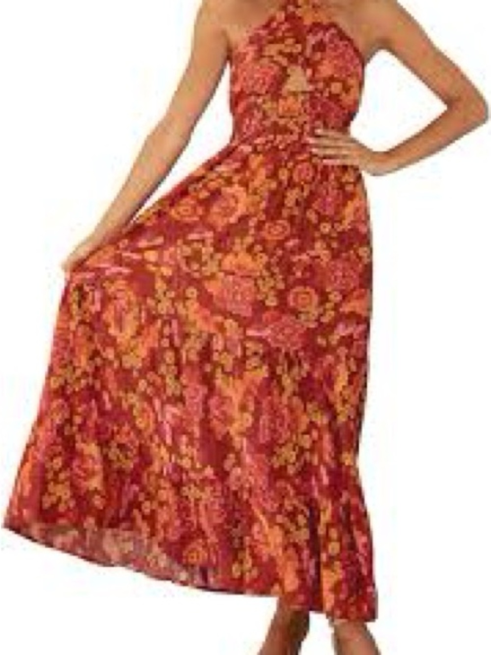 Sunset Floral Halter Maxi Dress